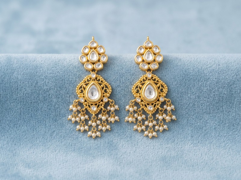 Kundan drop earrings