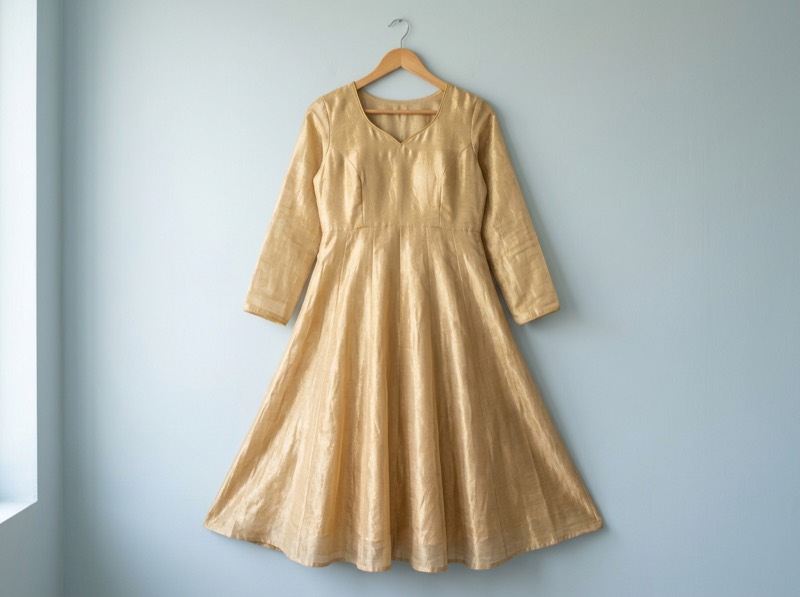 Gold tissue anarkali