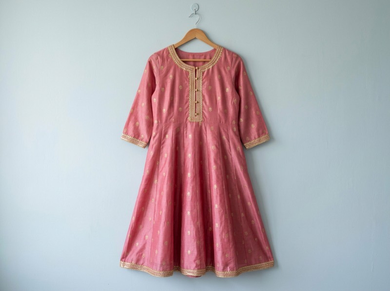 Rose chanderi anarkali